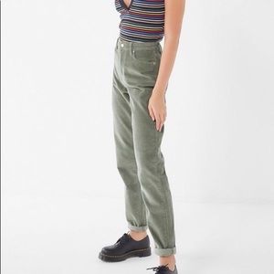 NW UO corduroy mom high-rise pants in olive green